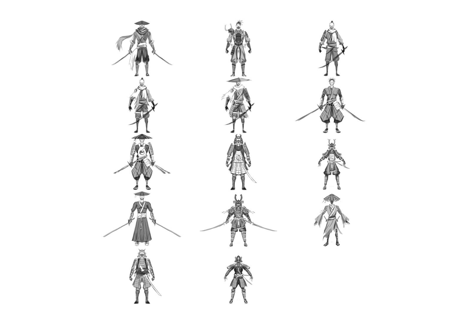 Samurai character sketches