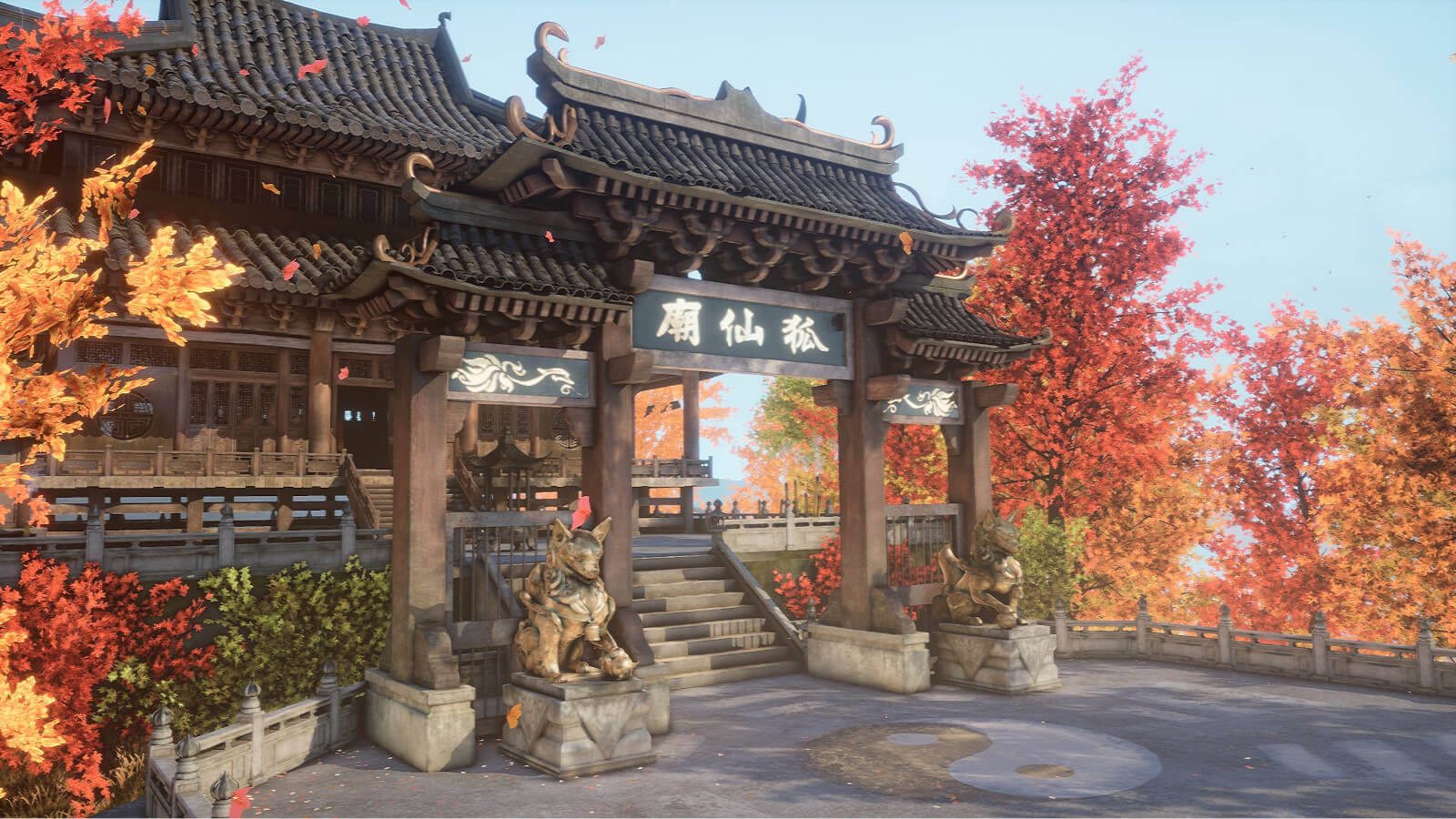 Exterior of a temple in Autumn